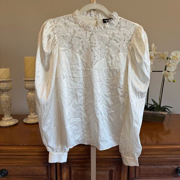 Generation Love Libby Lace Combo Blouse NWOT White Approx. Size S MSRP $285 - Picture 2 of 7